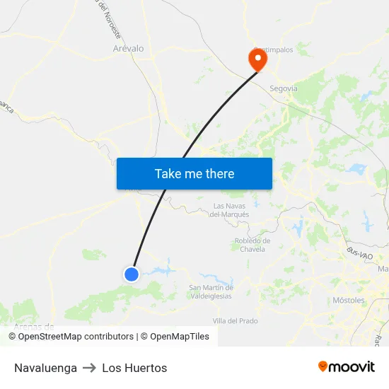 Navaluenga to Los Huertos map