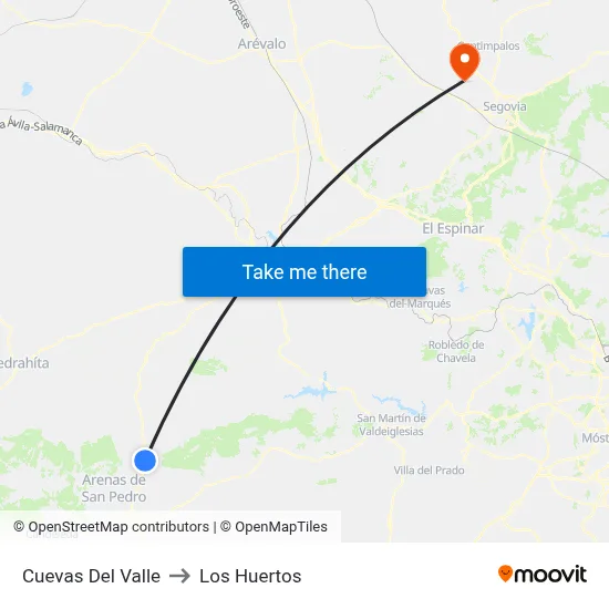 Cuevas Del Valle to Los Huertos map