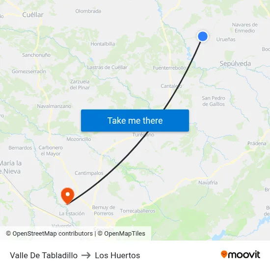 Valle De Tabladillo to Los Huertos map