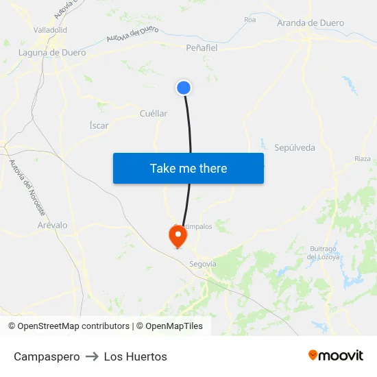Campaspero to Los Huertos map
