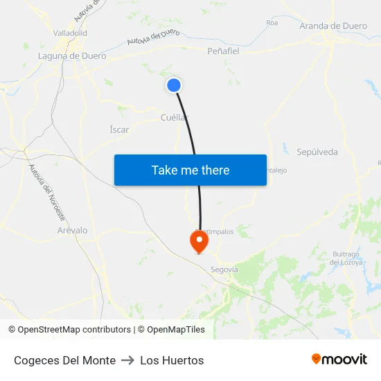 Cogeces Del Monte to Los Huertos map