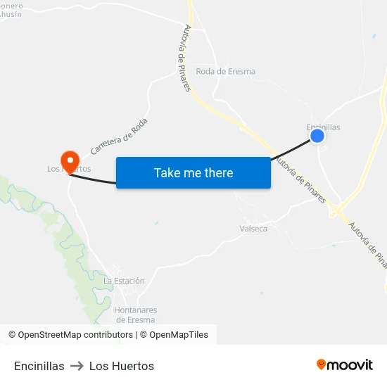 Encinillas to Los Huertos map
