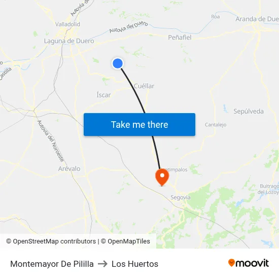 Montemayor De Pililla to Los Huertos map