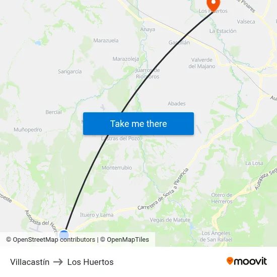Villacastín to Los Huertos map