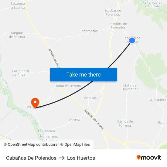 Cabañas De Polendos to Los Huertos map