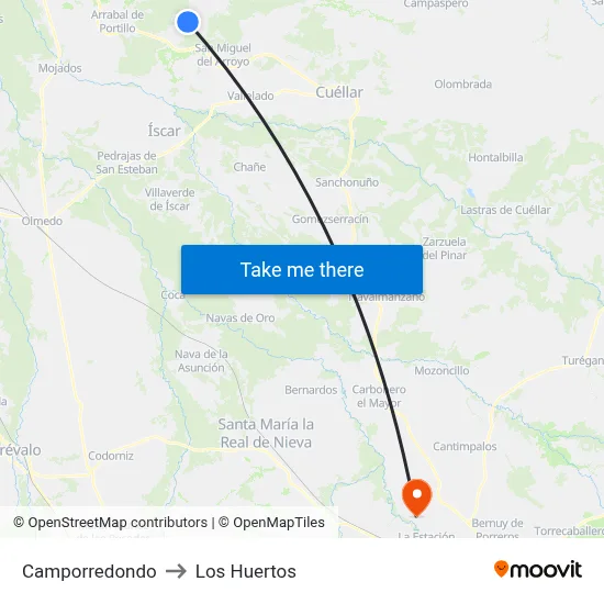Camporredondo to Los Huertos map