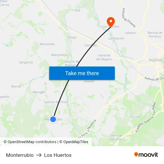 Monterrubio to Los Huertos map