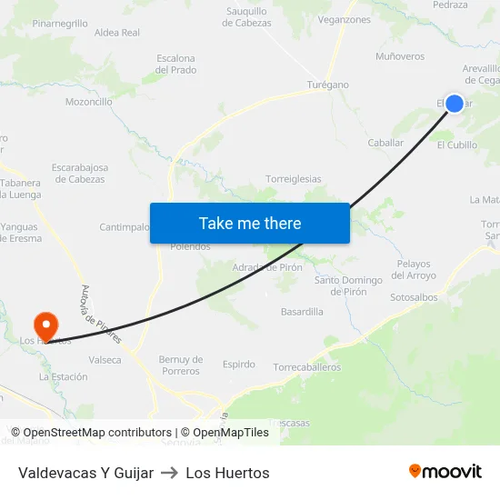 Valdevacas Y Guijar to Los Huertos map