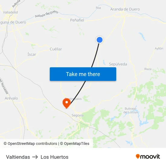 Valtiendas to Los Huertos map