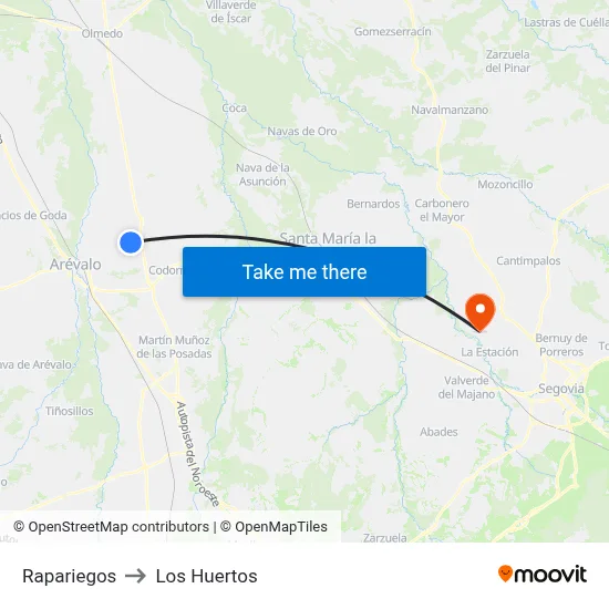 Rapariegos to Los Huertos map