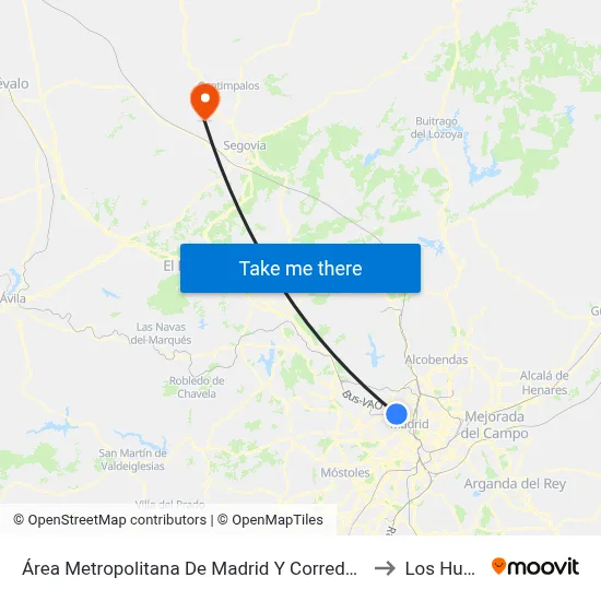 Área Metropolitana De Madrid Y Corredor Del Henares to Los Huertos map