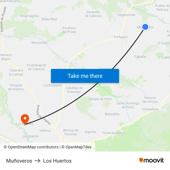 Muñoveros to Los Huertos map