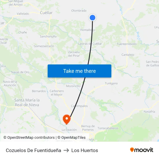 Cozuelos De Fuentidueña to Los Huertos map