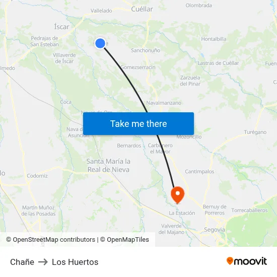 Chañe to Los Huertos map
