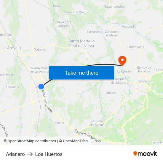 Adanero to Los Huertos map