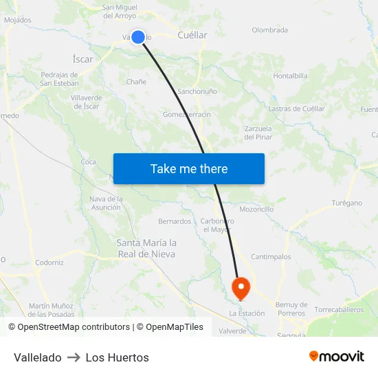 Vallelado to Los Huertos map