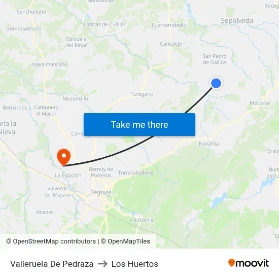 Valleruela De Pedraza to Los Huertos map