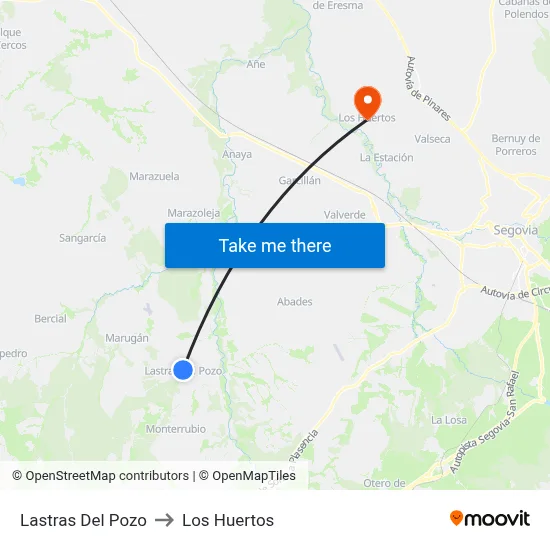 Lastras Del Pozo to Los Huertos map