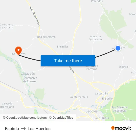 Espirdo to Los Huertos map
