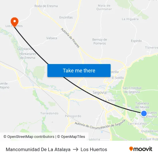 Mancomunidad De La Atalaya to Los Huertos map