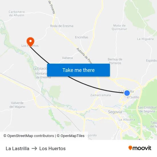 La Lastrilla to Los Huertos map