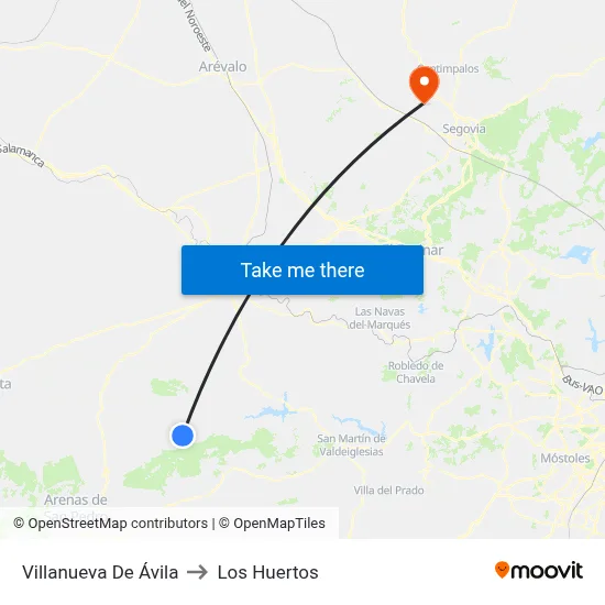 Villanueva De Ávila to Los Huertos map