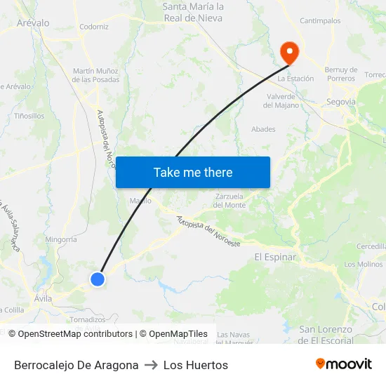 Berrocalejo De Aragona to Los Huertos map