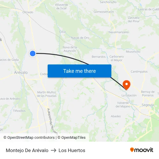 Montejo De Arévalo to Los Huertos map