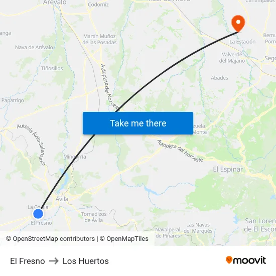 El Fresno to Los Huertos map