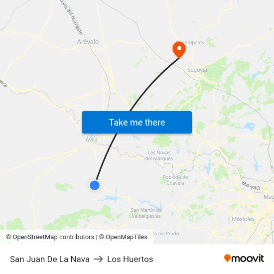 San Juan De La Nava to Los Huertos map