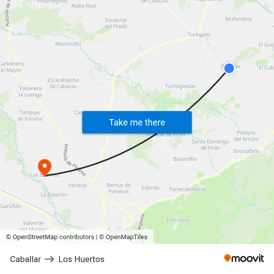Caballar to Los Huertos map