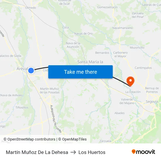 Martín Muñoz De La Dehesa to Los Huertos map