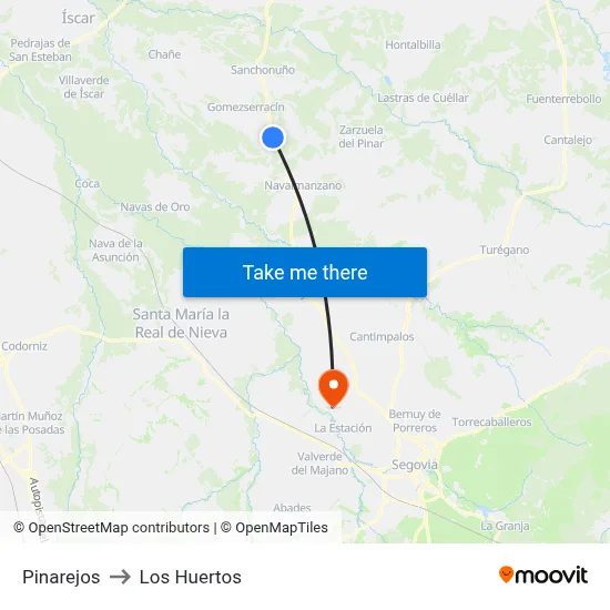 Pinarejos to Los Huertos map
