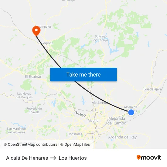 Alcalá De Henares to Los Huertos map