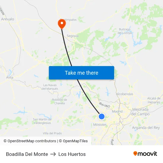 Boadilla Del Monte to Los Huertos map