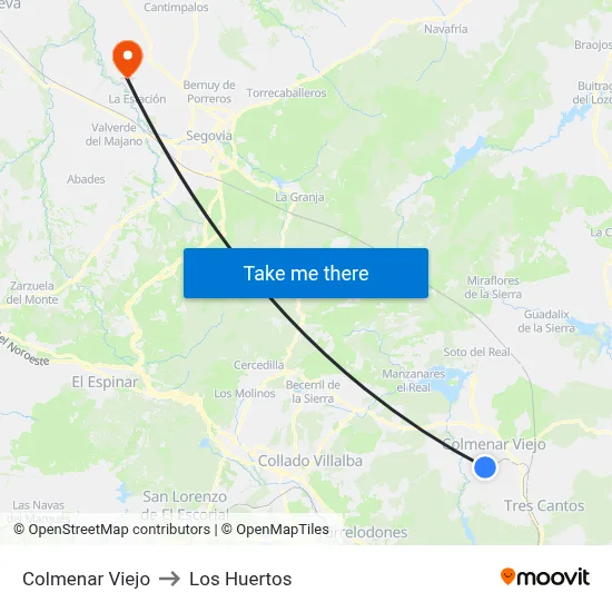Colmenar Viejo to Los Huertos map