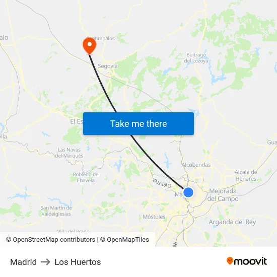 Madrid to Los Huertos map