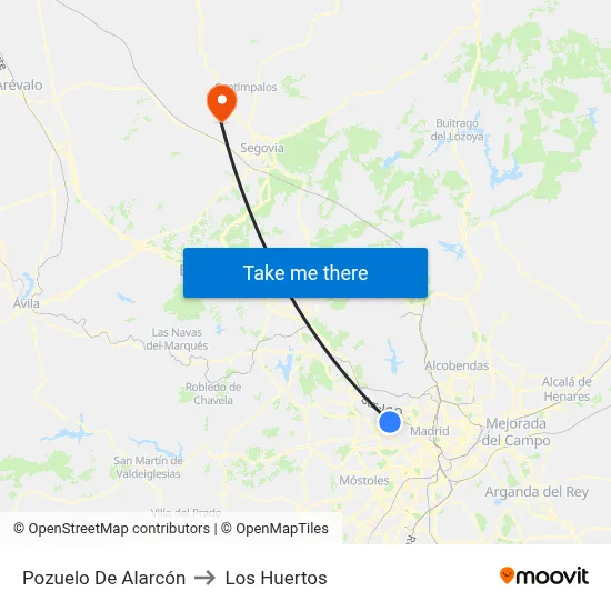 Pozuelo De Alarcón to Los Huertos map