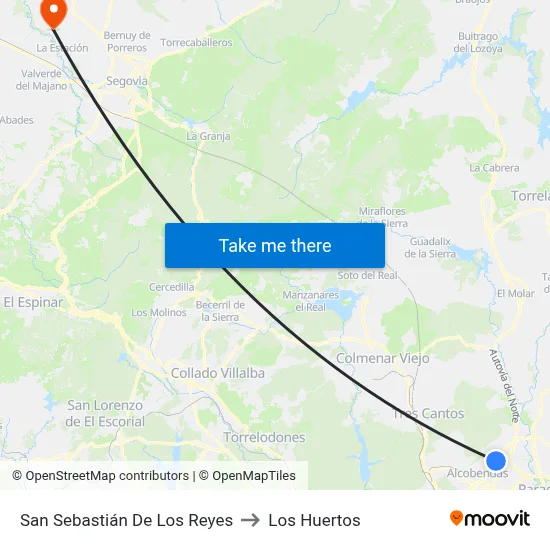 San Sebastián De Los Reyes to Los Huertos map