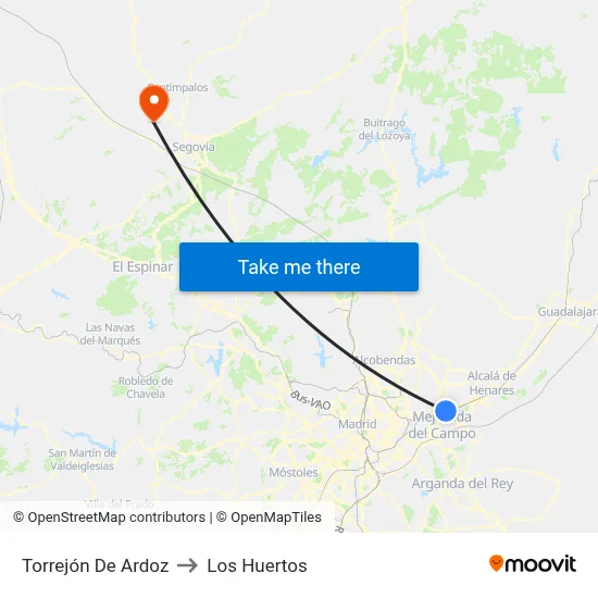 Torrejón De Ardoz to Los Huertos map