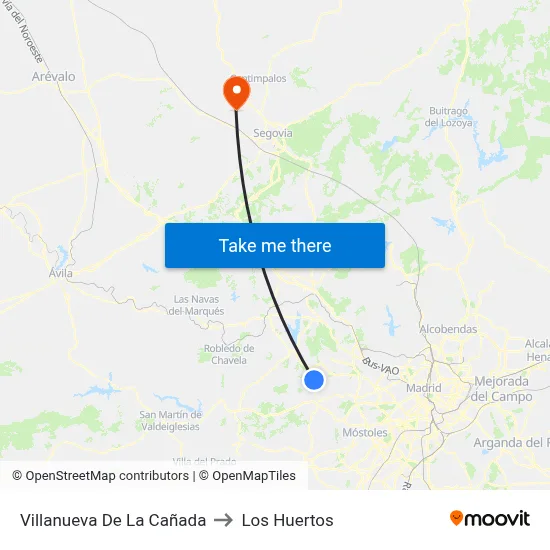 Villanueva De La Cañada to Los Huertos map