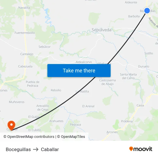 Boceguillas to Caballar map