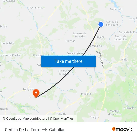 Cedillo De La Torre to Caballar map