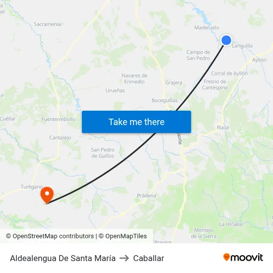 Aldealengua De Santa María to Caballar map