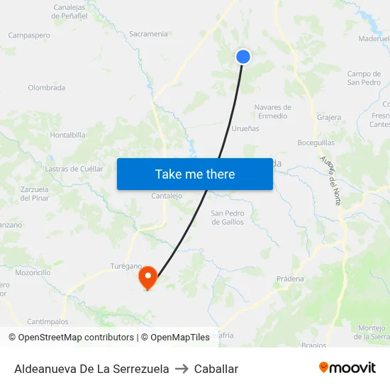 Aldeanueva De La Serrezuela to Caballar map