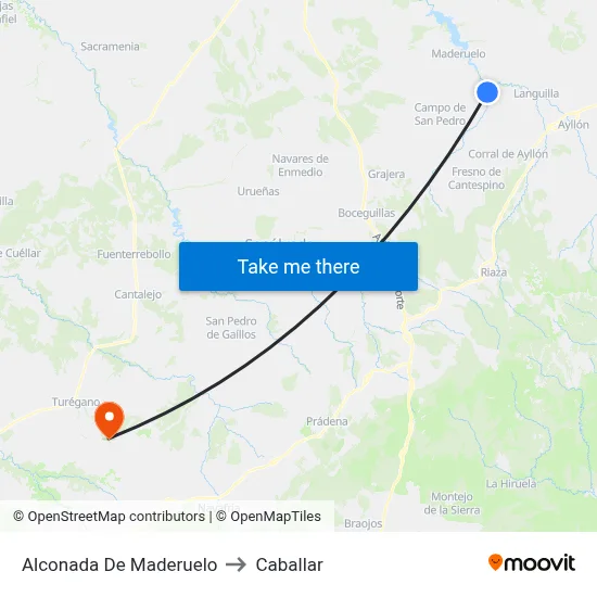 Alconada De Maderuelo to Caballar map