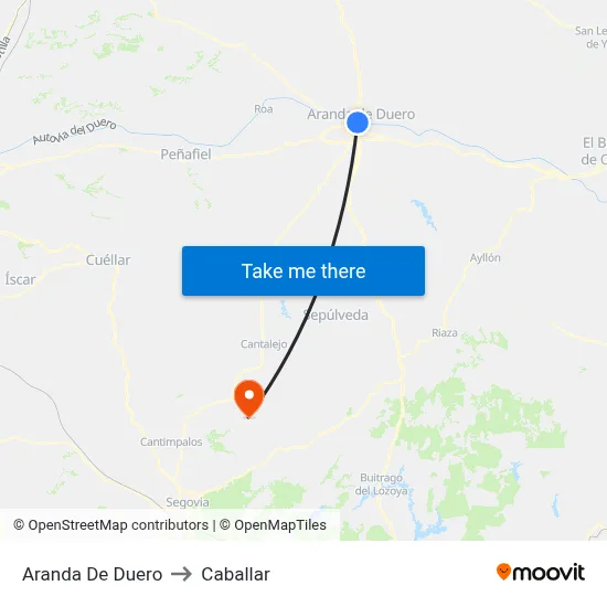 Aranda De Duero to Caballar map