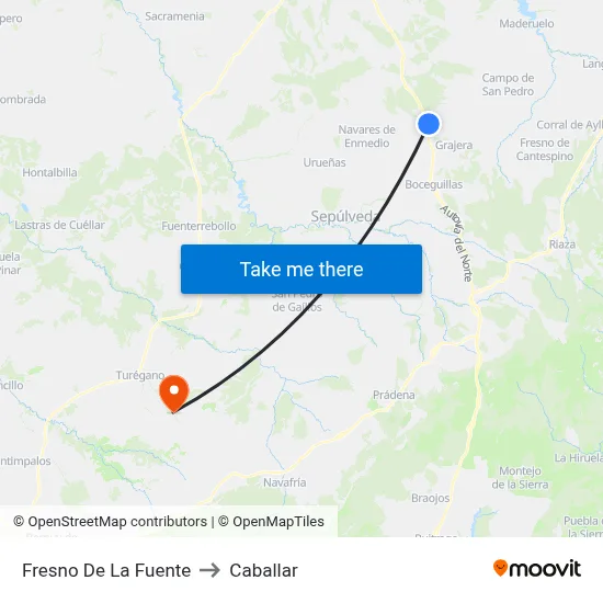 Fresno De La Fuente to Caballar map