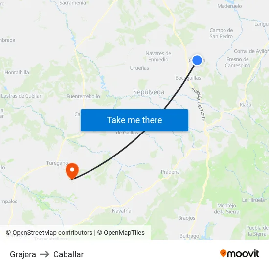 Grajera to Caballar map