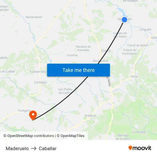 Maderuelo to Caballar map